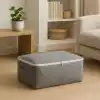 Deconox Büyük Boy Bazaaltı Kalın Kumaş Hurç | Kazak Yastık Çok Amaçlı Yatakaltı Düzenleme Hurcu Gri (64cmx45cmx20cm) 4 lü 6 lı ve Şeffaf Pencereli Seçenekli (6 LI PAKET)