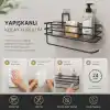 Alper Banyo Yapışkanlı Siyah Raflı Solo Havlu Askısı, Delmeden Montaj Banyo ve Mutfak Duvar Tipi Havluluk Organizer