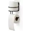 Orret Home Yapışkanlı Tuvalet Kağıtlığı – Mat Siyah Metal Tuvalet Kağıt Tutacağı ve Yedek Standı, Delmeden Montaj, Suya Dayanıklı Banyo Organizeri (Yuvarlak)