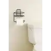 Orret Home Yapışkanlı Tuvalet Kağıtlığı – Mat Siyah Metal Tuvalet Kağıt Tutacağı ve Yedek Standı, Delmeden Montaj, Suya Dayanıklı Banyo Organizeri (Yuvarlak)