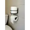 Orret Home Yapışkanlı Tuvalet Kağıtlığı – Mat Siyah Metal Tuvalet Kağıt Tutacağı ve Yedek Standı, Delmeden Montaj, Suya Dayanıklı Banyo Organizeri (Yuvarlak)