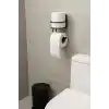 Orret Home Yapışkanlı Tuvalet Kağıtlığı – Mat Siyah Metal Tuvalet Kağıt Tutacağı ve Yedek Standı, Delmeden Montaj, Suya Dayanıklı Banyo Organizeri (Yuvarlak)