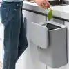 Orret Home Dolap Kapağına Asılabilir 15 Litre Çöp Kovası, Duvara Yapıştırılabilir Çift Tarafa Açılabilir Mutfak Çöp Kutusu, Banyo Çöp Kovası, Kapaklı Asma Çöp Kovası Organizer (Gri)