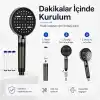 SOGUD Duş Başlığı Seti Antrasit Gri - Filtreli Arıtmalı El Duşu - 6 Fonksiyonlu Yüksek Basınçlı Model - 3 Yedek Filtre Kartuşlu Kireç Önleyici Su Tasarruflu [Enerji Sınıfı A++]