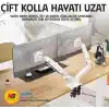 North Bayou NB F160 Ergonomic Çift Kol 2-9 kg Kapasiteli Yeni Nesil Profosyonel Monitör Standı (Beyaz)