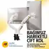 North Bayou NB F160 Ergonomic Çift Kol 2-9 kg Kapasiteli Yeni Nesil Profosyonel Monitör Standı (Beyaz)