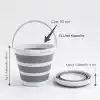 Deconox Katlanabilir Temizlik Kovası 13 Litre, 30 cm Çap, Açık 28 cm Kapalı 6 cm, Yer Kaplamayan Akordiyon Kova, Banyo Mutfak Kamp ve Karavan İçin, Gri