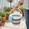 Deconox Katlanabilir Temizlik Kovası 13 Litre, 30 cm Çap, Açık 28 cm Kapalı 6 cm, Yer Kaplamayan Akordiyon Kova, Banyo Mutfak Kamp ve Karavan İçin, Gri