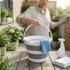 Deconox Katlanabilir Temizlik Kovası 13 Litre, 30 cm Çap, Açık 28 cm Kapalı 6 cm, Yer Kaplamayan Akordiyon Kova, Banyo Mutfak Kamp ve Karavan İçin, Gri