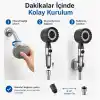 SOGUD Duş Başlığı Seti Gri - 150 Cm Hortumlu Filtreli Arıtmalı El Duşu - 3 Fonksiyonlu Yüksek Basınçlı Model - 3 Yedek Filtre Kartuşlu Kireç Önleyici Su Tasarruflu Masaj Etkili