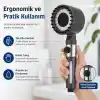 SOGUD Duş Başlığı Seti Gri - 150 Cm Hortumlu Filtreli Arıtmalı El Duşu - 3 Fonksiyonlu Yüksek Basınçlı Model - 3 Yedek Filtre Kartuşlu Kireç Önleyici Su Tasarruflu Masaj Etkili