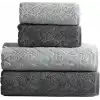 Mürdüm Home Sarmaşık Çift Renk Banyo Havlusu, 4lü Paket 2 Parça (70x140),2 Parça (50x90) Yumuşak ve Emici, Kaliteli Günlük Kullanıma Uygun%100 Pamuk Havlu (Antrasit-Gri)