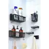 ATA HOME Banyor 6Lı Banyo Seti Yapışkanlı Banyo Düzenleyici Şampuanlık Diş Fırçalık Sabunluk Askılık Takımı Siyah