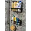 ATA HOME Banyor 6Lı Banyo Seti Yapışkanlı Banyo Düzenleyici Şampuanlık Diş Fırçalık Sabunluk Askılık Takımı Siyah