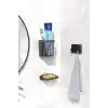 ATA HOME Banyor 6Lı Banyo Seti Yapışkanlı Banyo Düzenleyici Şampuanlık Diş Fırçalık Sabunluk Askılık Takımı Siyah