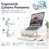 PrimeX ADS-AL05 Alüminyum Ayarlı Laptop Standı, MacBook Notebook Yükseltici Tutucu, Katlanabilir Taşınabilir Ergonomik Laptop Altlığı, 10-16 İnç Uyumlu, Kaymaz Silikon Destekli Gümüş Stand