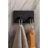 ATA HOME Banyor 6Lı Banyo Seti Yapışkanlı Banyo Düzenleyici Şampuanlık Diş Fırçalık Sabunluk Askılık Takımı Siyah