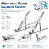 PrimeX ADS-AL05 Alüminyum Ayarlı Laptop Standı, MacBook Notebook Yükseltici Tutucu, Katlanabilir Taşınabilir Ergonomik Laptop Altlığı, 10-16 İnç Uyumlu, Kaymaz Silikon Destekli Gümüş Stand