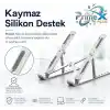 PrimeX ADS-AL05 Alüminyum Ayarlı Laptop Standı, MacBook Notebook Yükseltici Tutucu, Katlanabilir Taşınabilir Ergonomik Laptop Altlığı, 10-16 İnç Uyumlu, Kaymaz Silikon Destekli Gümüş Stand