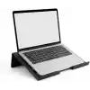 Deconox Metal Laptop Standı, Siyah Dizüstü Bilgisayar Yükseltici Stand, 38x26 cm Havalandırma Delikli Ergonomik Açılı Notebook Standı, Özel Boyalı Masaüstü Laptop Yükseltici