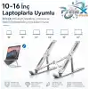 PrimeX ADS-AL05 Alüminyum Ayarlı Laptop Standı, MacBook Notebook Yükseltici Tutucu, Katlanabilir Taşınabilir Ergonomik Laptop Altlığı, 10-16 İnç Uyumlu, Kaymaz Silikon Destekli Gümüş Stand