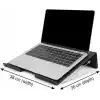 Deconox Metal Laptop Standı, Siyah Dizüstü Bilgisayar Yükseltici Stand, 38x26 cm Havalandırma Delikli Ergonomik Açılı Notebook Standı, Özel Boyalı Masaüstü Laptop Yükseltici