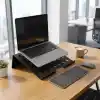 Deconox Metal Laptop Standı, Siyah Dizüstü Bilgisayar Yükseltici Stand, 38x26 cm Havalandırma Delikli Ergonomik Açılı Notebook Standı, Özel Boyalı Masaüstü Laptop Yükseltici