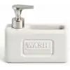 Deconox 1 Adet Paslanmaz Çelik Pompalı Porselen Sıvı Sabunluk, Bulaşık Süngeri Yuvalı Tezgâh Üstü Deterjanlık, Mutfak, Banyo ve Lavabo İçin Sabun Dispenseri, Düzenleyici Hazneli, Asorti Renk