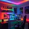AmberLED 5 Metre RGB Şerit LED Seti - Bluetooth Uygulama Kontrollü - Müziğe Duyarlı 5050 3 Çipli Tak Çalıştır - Adaptör Dahil - İç Mekan Silikonsuz Aydınlatma
