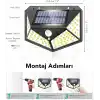Jouis 100 LED Solar Güneş Enerjili Dış Mekan Duvar Lambası - Hareket Sensörlü Su Geçirmez Bahçe Aydınlatması, 3 Modlu 120 Derece Geniş Açılı Projektör Aplik