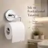 Alper Banyo Tuvalet Kağıtlığı 304 Paslanmaz Çelik, 5 Yıl Garantili, Yapışkanlı ve Vidalı Montajlı, Krom Banyo Wc Kağıt Havluluk