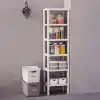 Deconox 6 Katlı Köşe Rafı | Banyo, Mutfak ve Kiler İçin Yer Tasarruflu Organizer | Çok Amaçlı Plastik Raf | 3 Farklı Renk Seçeneği (38x29x152 cm) Dikey ve Yatay Kullanım (BEYAZ)