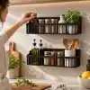 Deinhaus 2’li Yapışkanlı Banyo ve Mutfak Rafı, Siyah Plastik 25 x 10 x 10 cm, Su Tahliyeli Duş Organizeri, Askılı Duvar Düzenleyici