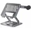 McStorey 2si 1 Arada Laptop Standı, Karbon Çelik 360° Döner Yükseklik Ayarlı, Gizlenebilir MagSafe Uyumlu Telefon Tutuculu Notebook Standı, MacBook Uyumlu, 17.3 İnçe Kadar Gri