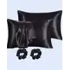 Ipeksi Saten 50x70 Cm Yastık Kılıfı 2 Adet, Kıvırcık Saçlar,Dalgalı ve Düz saçlar, Bordo 2 Adet Hediye Saten Toka,Cilt Dostıu,Cilt Bakım,Kozmetik,Hediyelik,Çeyizlik kullanılabilir (Siyah)