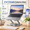 McStorey 2si 1 Arada Laptop Standı, Karbon Çelik 360° Döner Yükseklik Ayarlı, Gizlenebilir MagSafe Uyumlu Telefon Tutuculu Notebook Standı, MacBook Uyumlu, 17.3 İnçe Kadar Gri