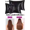 Ipeksi Saten 50x70 Cm Yastık Kılıfı 2 Adet, Kıvırcık Saçlar,Dalgalı ve Düz saçlar, Bordo 2 Adet Hediye Saten Toka,Cilt Dostıu,Cilt Bakım,Kozmetik,Hediyelik,Çeyizlik kullanılabilir (Siyah)