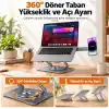 McStorey 2si 1 Arada Laptop Standı, Karbon Çelik 360° Döner Yükseklik Ayarlı, Gizlenebilir MagSafe Uyumlu Telefon Tutuculu Notebook Standı, MacBook Uyumlu, 17.3 İnçe Kadar Gri