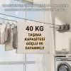 Polham 5.1 Metre Uzayabilir Çift Halatlı Çelik Dayanıklı Çek-Bırak Çamaşır İpi, 40 KG Taşıma Kapasiteli