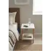 Tridihom Yatak Yanı Sehpa Komodin Dekoratif İki Katlı Yan Sehpa (beyaz)