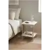 Tridihom Yatak Yanı Sehpa Komodin Dekoratif İki Katlı Yan Sehpa (beyaz)
