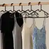 Askı, Elbise Askısı Çift Kancalı Slim Dolap Askılık, Siyah 20 Adet