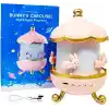 Coverzone Bunny’s Carousel Gece Lambası Projeksiyonlu Müzikli Atlıkarınca Tasarım | Kablolu 5V USB Çalışma | Tavşan Figürlü Döner Işıklı Çocuk Odası Yıldız Tavan Projektör Gece Işığı | WH-E11