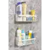 ATA HOME Banyor Yapışkanlı Banyo Rafı, 2li Banyo Düzenleyici Organizer Duş Şampuanlık, Plastik Beyaz