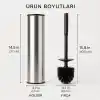 Alper Banyo Krom Klozet Fırçası, Paslanmaz Görünümlü Tuvalet Fırçası, Siyah Saplı Modern WC Fırçalık, Banyolar İçin Kompakt ve Şık Tasarım