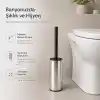 Alper Banyo Krom Klozet Fırçası, Paslanmaz Görünümlü Tuvalet Fırçası, Siyah Saplı Modern WC Fırçalık, Banyolar İçin Kompakt ve Şık Tasarım