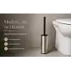 Alper Banyo Krom Klozet Fırçası, Paslanmaz Görünümlü Tuvalet Fırçası, Siyah Saplı Modern WC Fırçalık, Banyolar İçin Kompakt ve Şık Tasarım