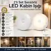 2’li Set Sensörlü LED Kabin Işığı Gece Lambası | 1,5W | 4000K Doğal Beyaz | 150 Lümen | USB Şarjlı | Manyetik & Bantlı | Mutfak Dolabı, Merdiven, Gardırop Aydınlatma Karanlıkta Harekete Duyarlı