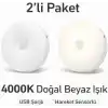 2’li Set Sensörlü LED Kabin Işığı Gece Lambası | 1,5W | 4000K Doğal Beyaz | 150 Lümen | USB Şarjlı | Manyetik & Bantlı | Mutfak Dolabı, Merdiven, Gardırop Aydınlatma Karanlıkta Harekete Duyarlı