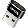 Baseus, Bilgisayar/Telefon Mini Hub Adaptörü, Siyah, 3A, Giriş: USB Type A 2.0, Çıkış: USB Type C,Seyahat Boy, Hafif